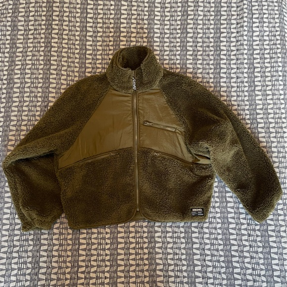 BDG Urban Outfitters Fleece Zip Up Jacket - cozy olive green - Picture 8 of 9